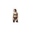 Soutien-gorge dentelle, porte-jarretelles et string ouvert noir 